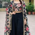 Black Cape Palazzo Set